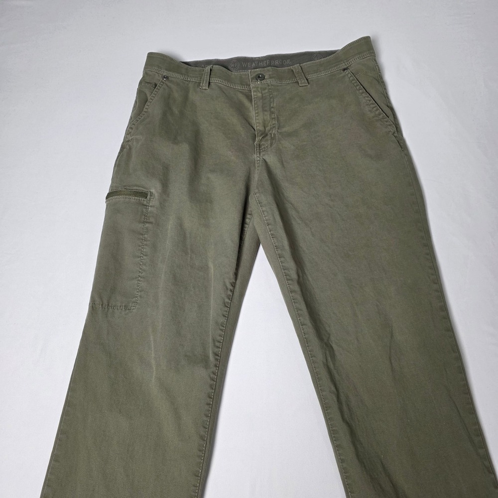 Weatherproof Utility Pants Mens 34x30‎ Olive Green Stretch Canvas Straight Leg